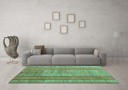Machine Washable Abstract Turquoise Modern Area Rugs in a Living Room,, wshabs4718turq