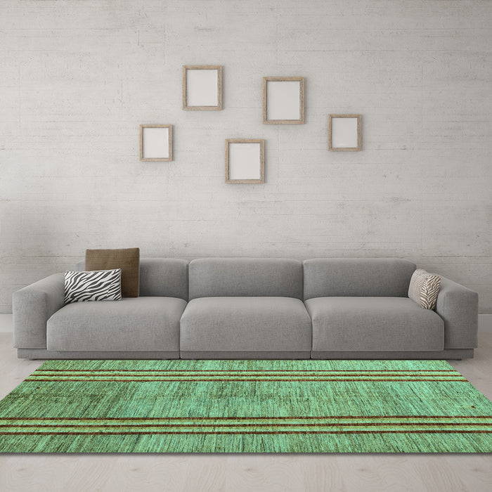 Machine Washable Abstract Turquoise Modern Area Rugs in a Living Room,, wshabs4718turq