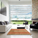 Square Abstract Orange Modern Rug in a Living Room, abs4718