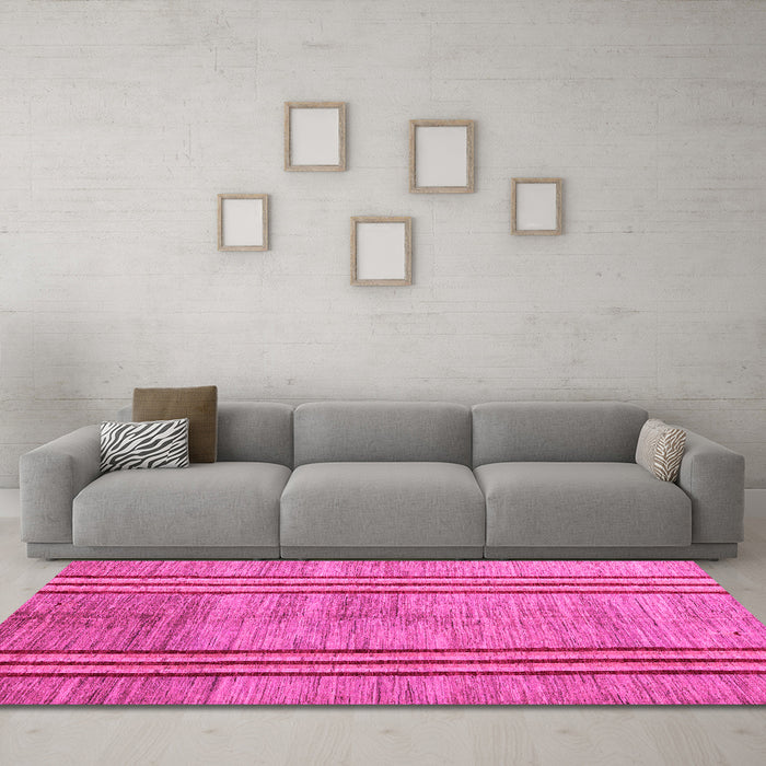 Machine Washable Abstract Pink Modern Rug in a Living Room, wshabs4718pnk