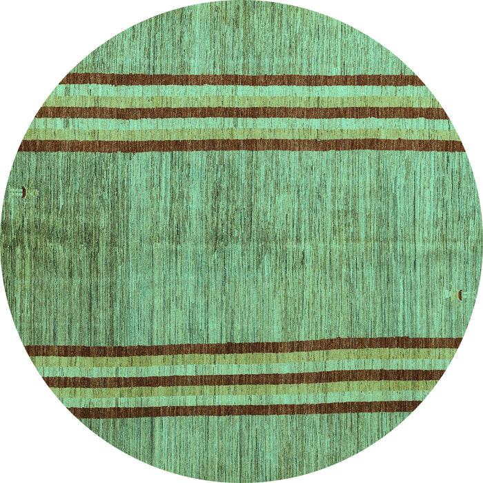 Round Abstract Turquoise Modern Rug, abs4718turq