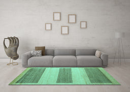 Machine Washable Solid Turquoise Modern Area Rugs in a Living Room,, wshabs4719turq
