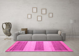 Machine Washable Solid Pink Modern Rug in a Living Room, wshabs4719pnk