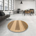 Round Abstract Light Brown Solid Rug in a Office, abs4719