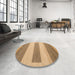 Round Machine Washable Abstract Light Brown Rug in a Office, wshabs4719