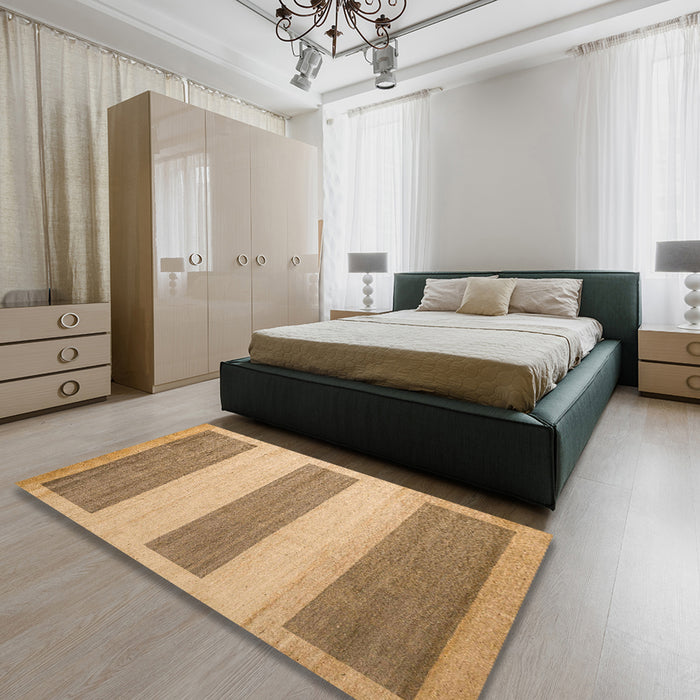 Abstract Light Brown Solid Rug in a Bedroom, abs4719
