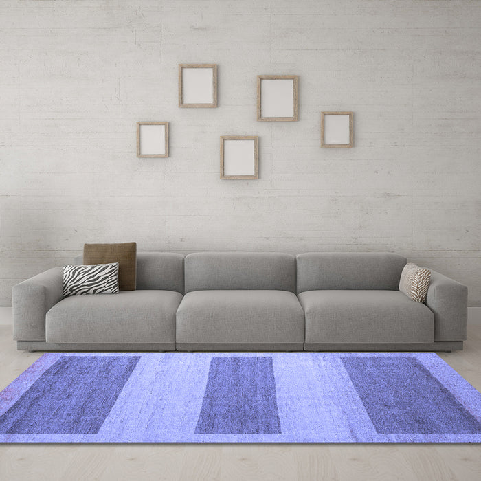 Machine Washable Solid Blue Modern Rug in a Living Room, wshabs4719blu