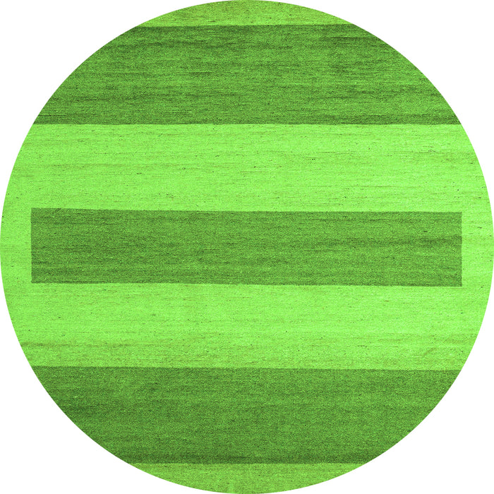 Round Machine Washable Solid Green Modern Area Rugs, wshabs4719grn
