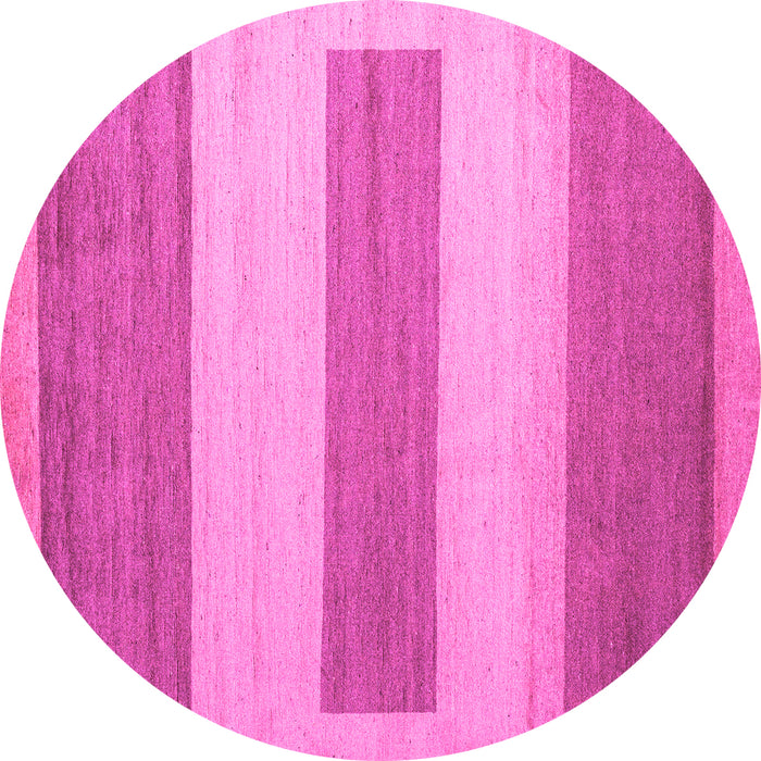 Round Machine Washable Solid Pink Modern Rug, wshabs4719pnk