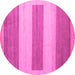 Round Machine Washable Solid Pink Modern Rug, wshabs4719pnk