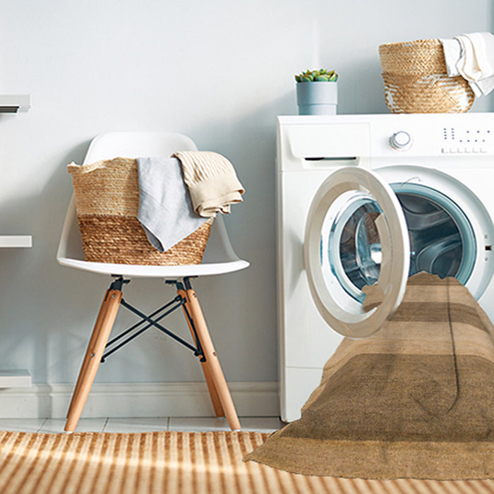 Machine Washable Abstract Light Brown Rug in a Washing Machine, wshabs4719