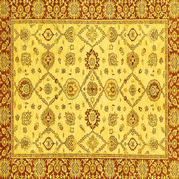 Square Oriental Yellow Traditional Rug, abs471yw