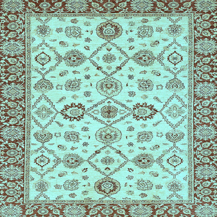 Square Machine Washable Oriental Light Blue Traditional Rug, wshabs471lblu