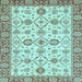 Square Machine Washable Oriental Light Blue Traditional Rug, wshabs471lblu