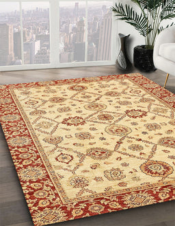 Machine Washable Abstract Mustard Yellow Rug in a Family Room, wshabs471