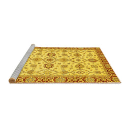 Sideview of Machine Washable Oriental Yellow Traditional Rug, wshabs471yw
