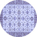 Round Machine Washable Oriental Blue Traditional Rug, wshabs471blu