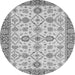 Round Machine Washable Oriental Gray Traditional Rug, wshabs471gry