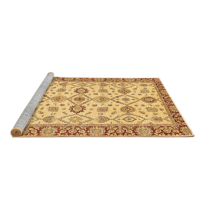 Sideview of Machine Washable Oriental Brown Traditional Rug, wshabs471brn