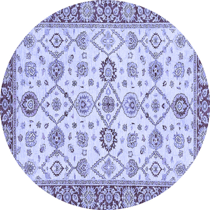 Round Oriental Blue Traditional Rug, abs471blu