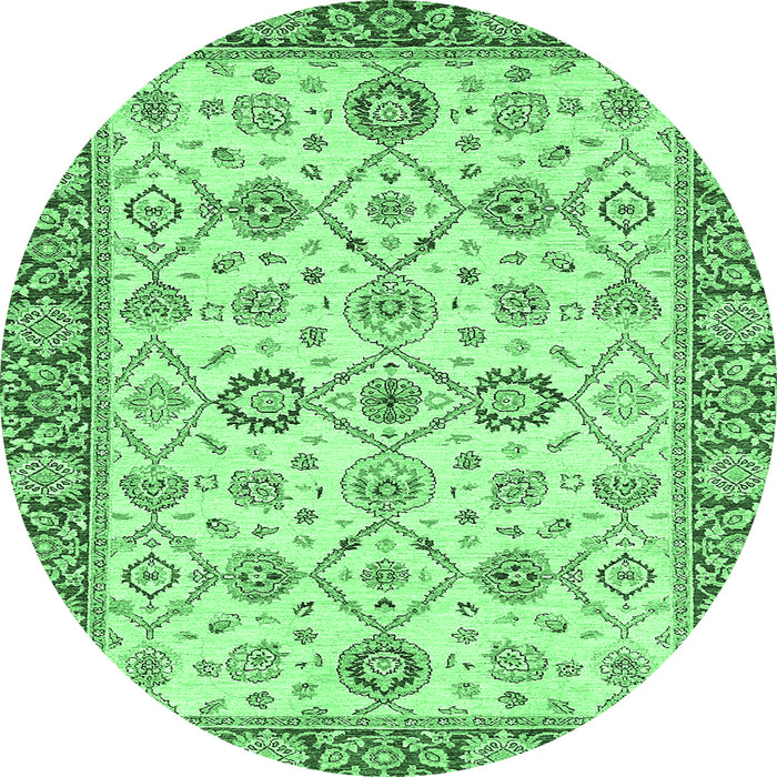 Round Oriental Emerald Green Traditional Rug, abs471emgrn