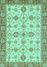 Machine Washable Oriental Turquoise Traditional Area Rugs, wshabs471turq