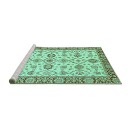 Sideview of Machine Washable Oriental Turquoise Traditional Area Rugs, wshabs471turq