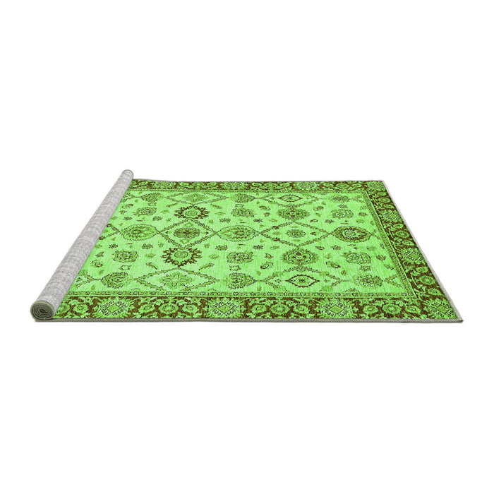 Sideview of Machine Washable Oriental Green Traditional Area Rugs, wshabs471grn
