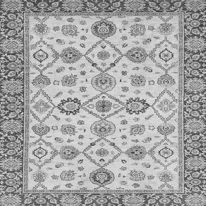 Square Machine Washable Oriental Gray Traditional Rug, wshabs471gry