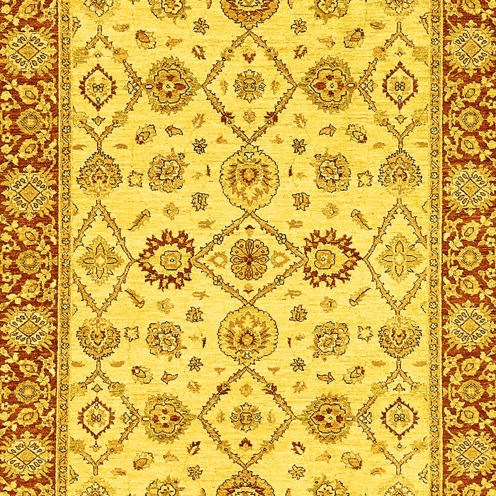 Machine Washable Oriental Yellow Traditional Rug, wshabs471yw