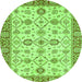 Round Oriental Green Traditional Rug, abs471grn