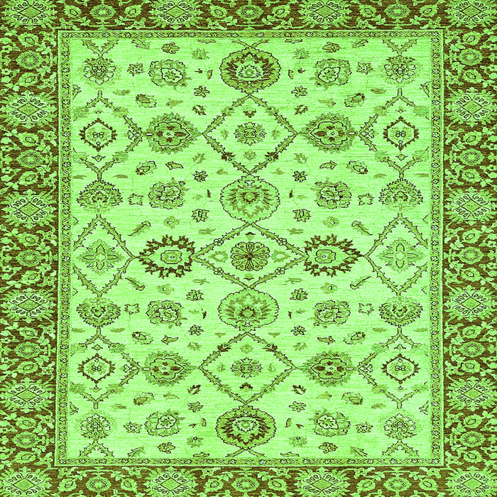 Square Machine Washable Oriental Green Traditional Area Rugs, wshabs471grn