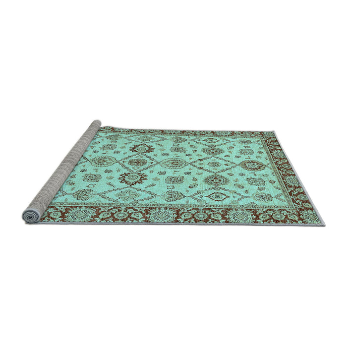 Sideview of Machine Washable Oriental Light Blue Traditional Rug, wshabs471lblu