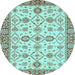 Round Oriental Light Blue Traditional Rug, abs471lblu