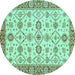 Round Oriental Turquoise Traditional Rug, abs471turq