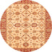 Round Machine Washable Oriental Orange Traditional Area Rugs, wshabs471org