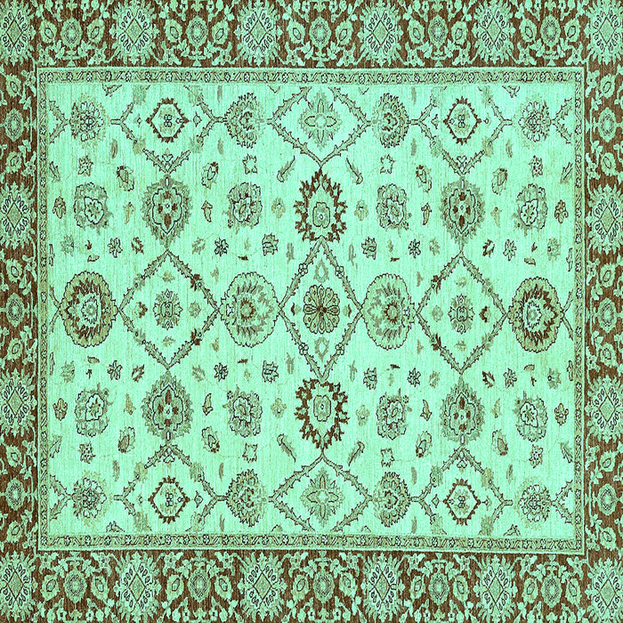 Square Oriental Turquoise Traditional Rug, abs471turq