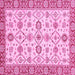 Square Machine Washable Oriental Pink Traditional Rug, wshabs471pnk