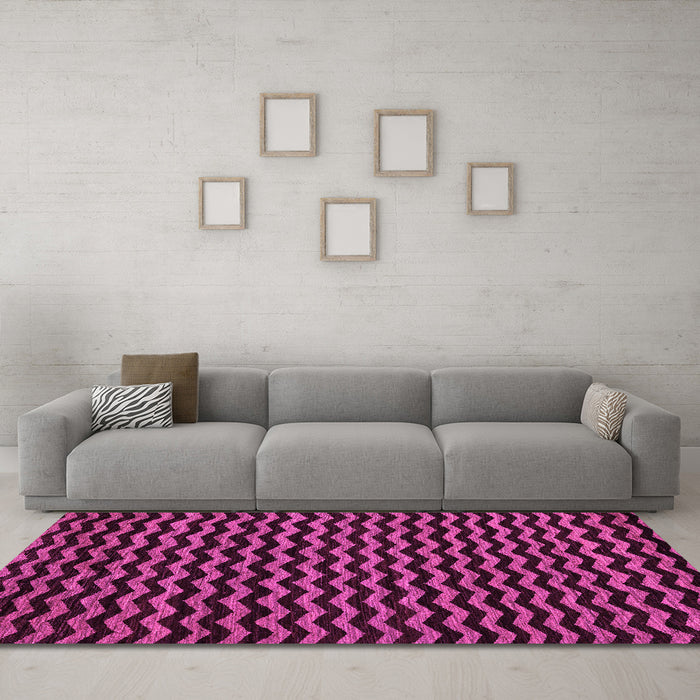 Machine Washable Abstract Pink Modern Rug in a Living Room, wshabs4720pnk