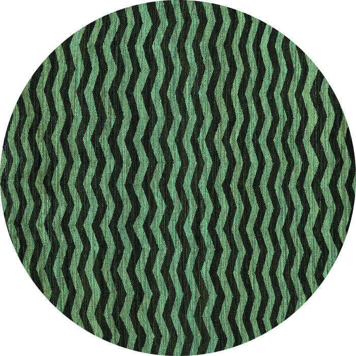 Round Machine Washable Abstract Turquoise Modern Area Rugs, wshabs4720turq