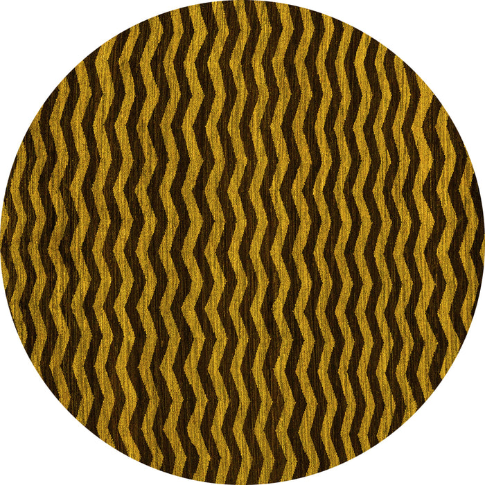 Round Machine Washable Abstract Yellow Modern Rug, wshabs4720yw
