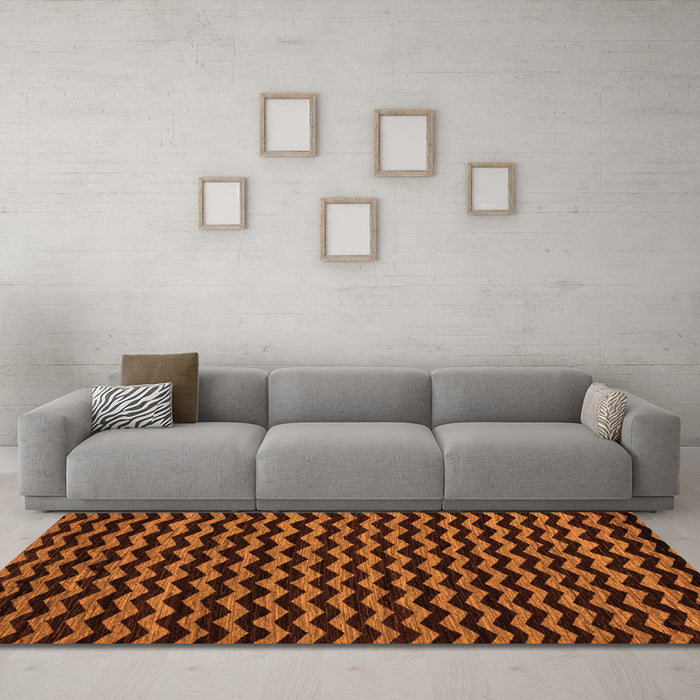 Machine Washable Abstract Orange Modern Area Rugs in a Living Room, wshabs4720org