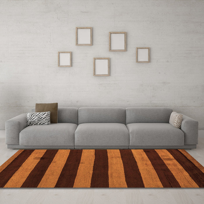 Machine Washable Oriental Orange Modern Area Rugs in a Living Room, wshabs4721org