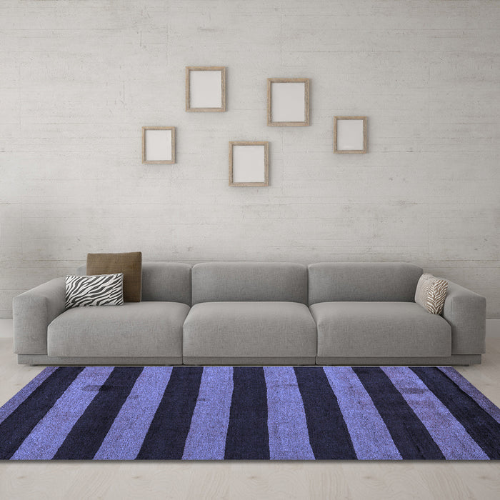 Machine Washable Oriental Blue Modern Rug in a Living Room, wshabs4721blu