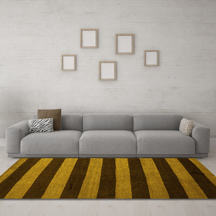 Machine Washable Oriental Yellow Modern Rug in a Living Room, wshabs4722yw