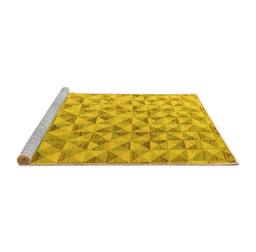 Sideview of Machine Washable Oriental Yellow Modern Rug, wshabs4723yw