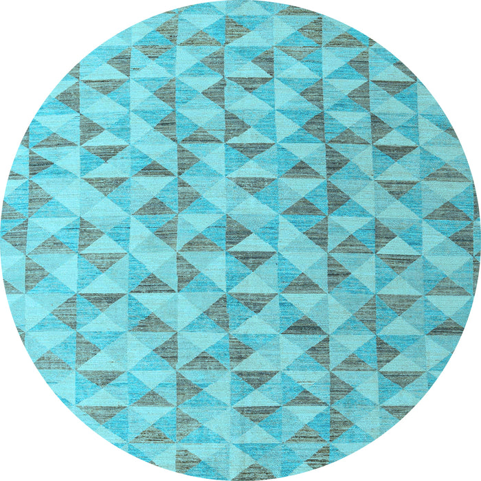 Round Machine Washable Oriental Light Blue Modern Rug, wshabs4723lblu