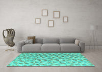 Machine Washable Oriental Turquoise Modern Rug, wshabs4723turq