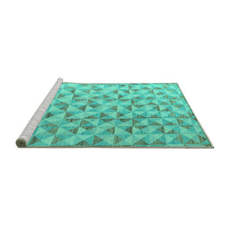 Sideview of Machine Washable Oriental Turquoise Modern Area Rugs, wshabs4723turq