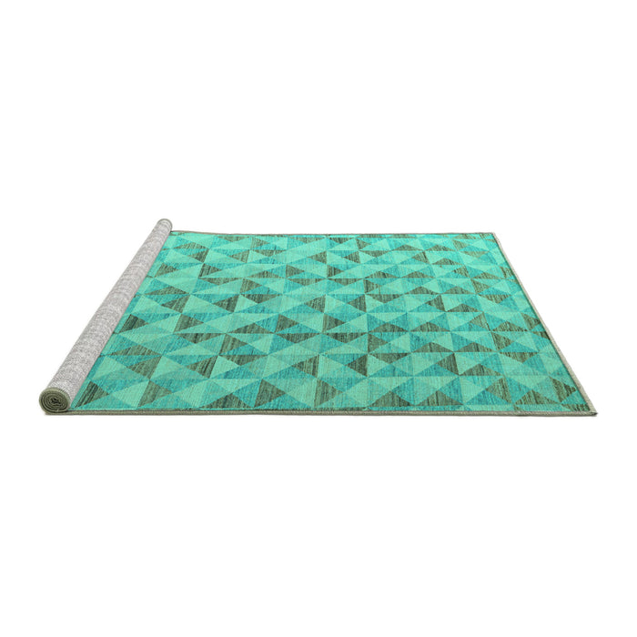 Sideview of Machine Washable Oriental Turquoise Modern Area Rugs, wshabs4723turq